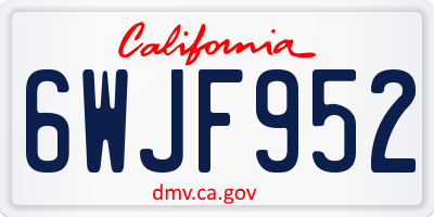 CA license plate 6WJF952