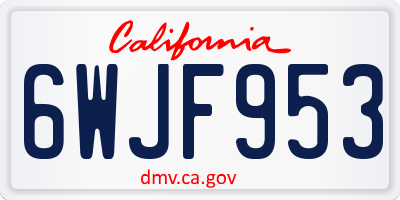 CA license plate 6WJF953