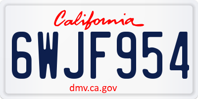 CA license plate 6WJF954