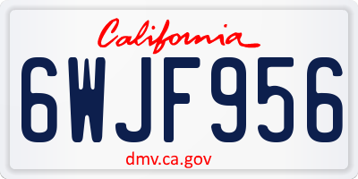 CA license plate 6WJF956