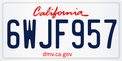 CA license plate 6WJF957