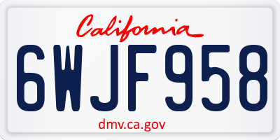 CA license plate 6WJF958