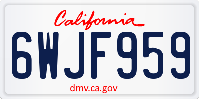 CA license plate 6WJF959
