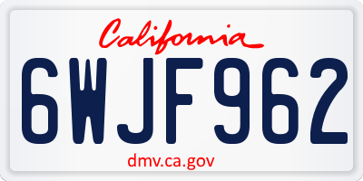 CA license plate 6WJF962
