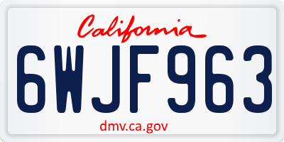 CA license plate 6WJF963