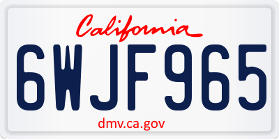 CA license plate 6WJF965