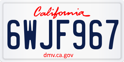 CA license plate 6WJF967