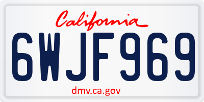 CA license plate 6WJF969