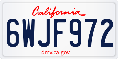 CA license plate 6WJF972