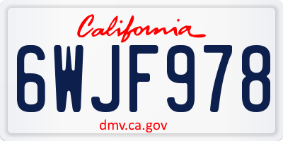 CA license plate 6WJF978