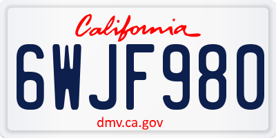 CA license plate 6WJF980