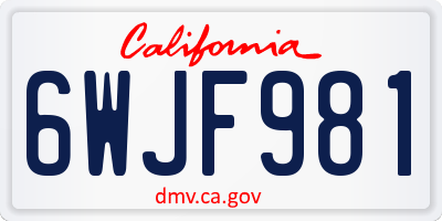 CA license plate 6WJF981