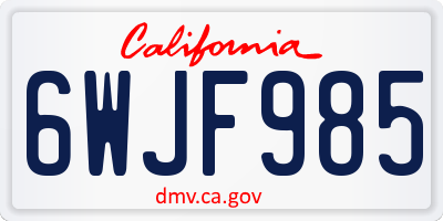 CA license plate 6WJF985