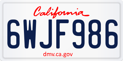 CA license plate 6WJF986