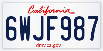 CA license plate 6WJF987