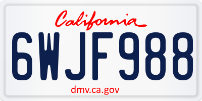 CA license plate 6WJF988