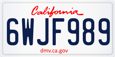 CA license plate 6WJF989