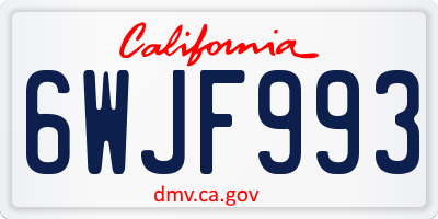 CA license plate 6WJF993