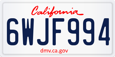 CA license plate 6WJF994