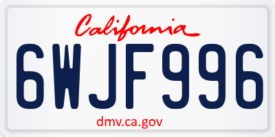 CA license plate 6WJF996