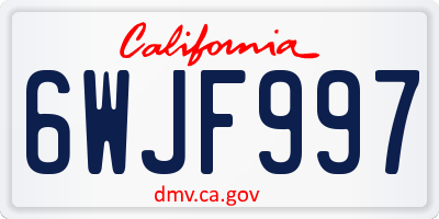 CA license plate 6WJF997