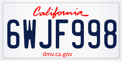 CA license plate 6WJF998