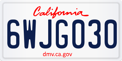 CA license plate 6WJG030