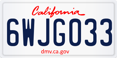 CA license plate 6WJG033