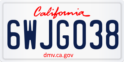 CA license plate 6WJG038