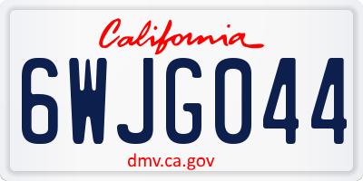 CA license plate 6WJG044