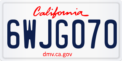 CA license plate 6WJG070