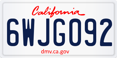 CA license plate 6WJG092