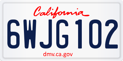 CA license plate 6WJG102
