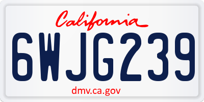 CA license plate 6WJG239