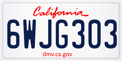 CA license plate 6WJG303