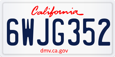 CA license plate 6WJG352