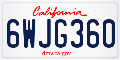 CA license plate 6WJG360