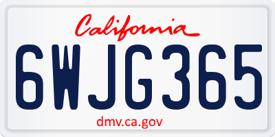 CA license plate 6WJG365