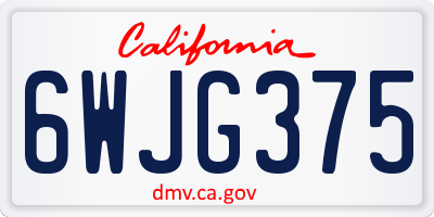CA license plate 6WJG375