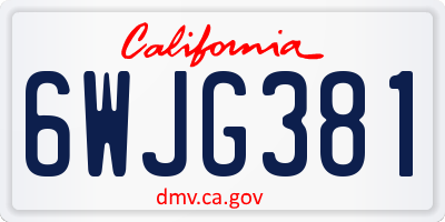 CA license plate 6WJG381