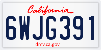 CA license plate 6WJG391