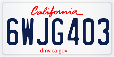 CA license plate 6WJG403