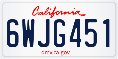 CA license plate 6WJG451