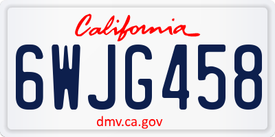 CA license plate 6WJG458
