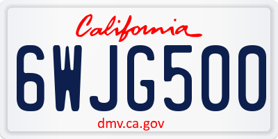 CA license plate 6WJG500