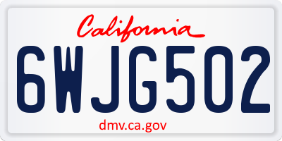 CA license plate 6WJG502
