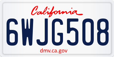CA license plate 6WJG508