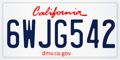 CA license plate 6WJG542