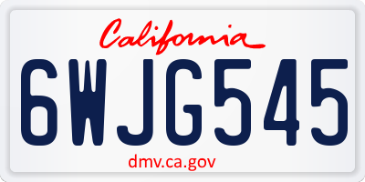CA license plate 6WJG545