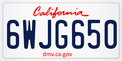 CA license plate 6WJG650